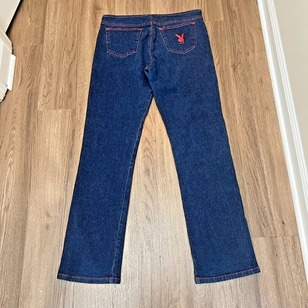 Vintage Playboy Dark Wash Jeans Red Contrast Stitching‎ High Rise Hippie